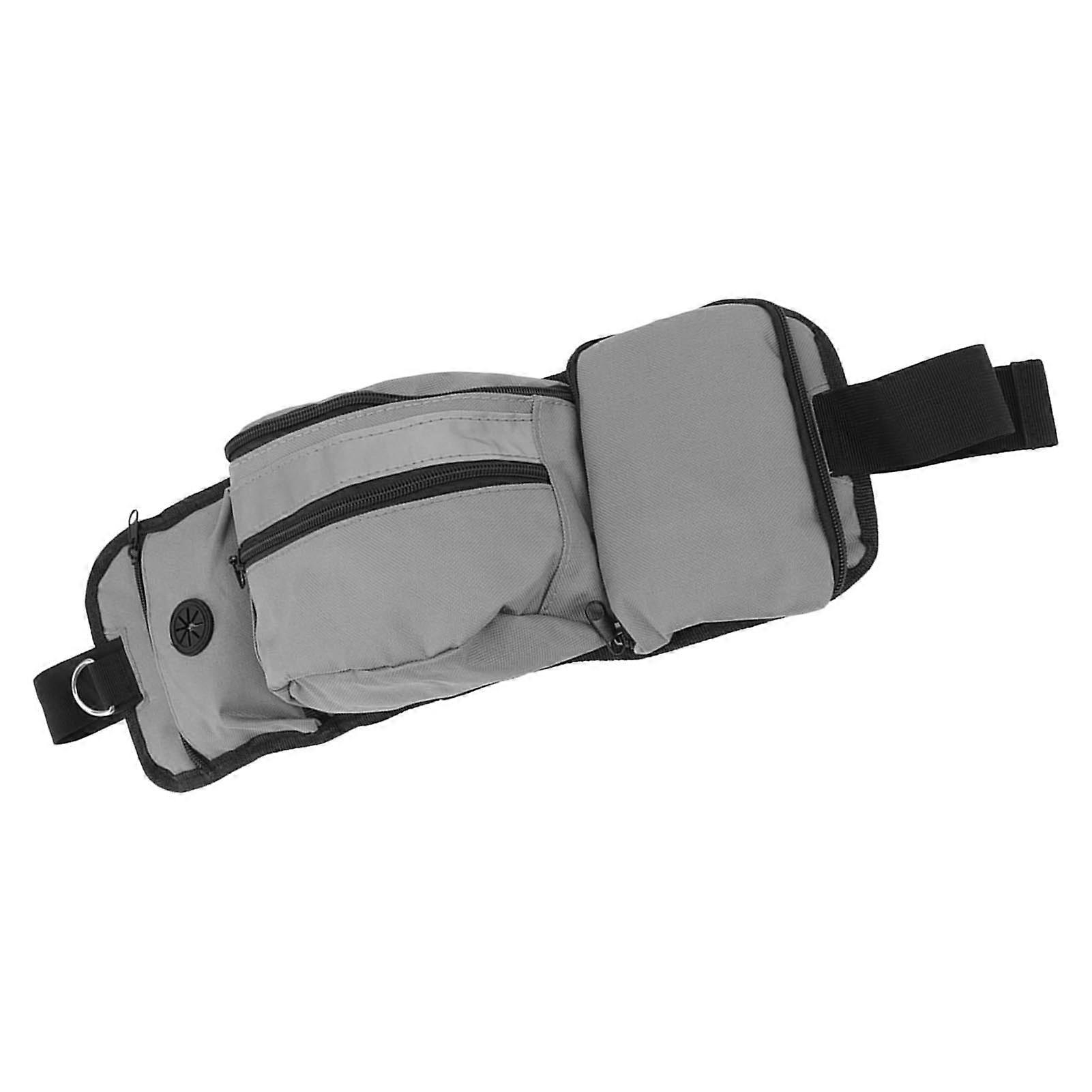Pet Training Waist Pouch Bag Grey, Polyester, Multiple Pockets, 193g