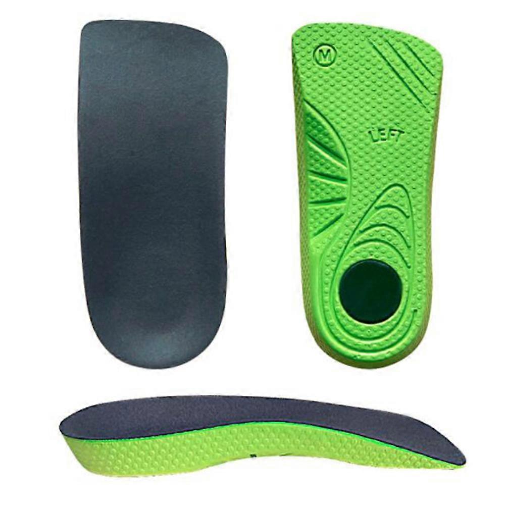 EVA ShockAbsorbing Insoles with Arch Support and Breathable Design for Shoes Use Green 3/4 Length