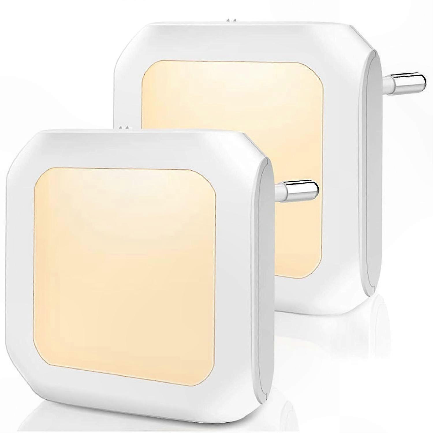 2-Pack Motion Sensor Night Lights with Adjustable Brightness, Square Design, EU Plug-Compatible