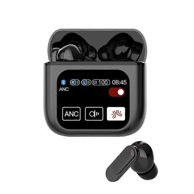Wireless Earphones Active Noise Cancellation Bluetooth 5.4 Touch Screen Built-in HD Microphone IPX7 Waterproof Compatible with iOS/Android(Black)