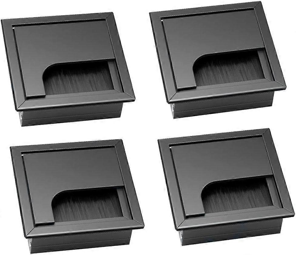 Black Cable Grommet 4 Pieces Recessed Desk Cable Grommet Square Recessed Cable