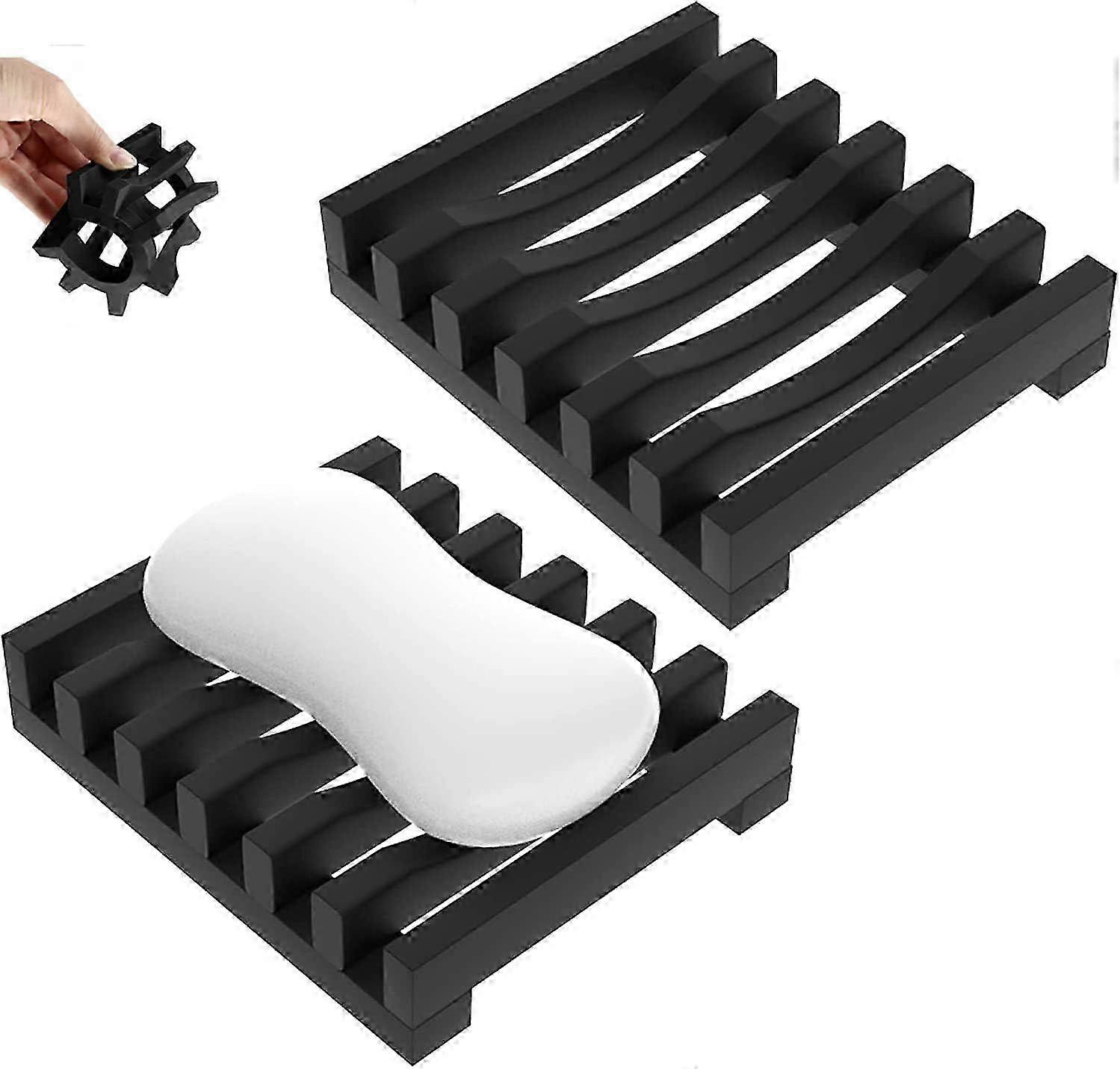 2-pack silicone soap dish, self-draining soap box, soap box