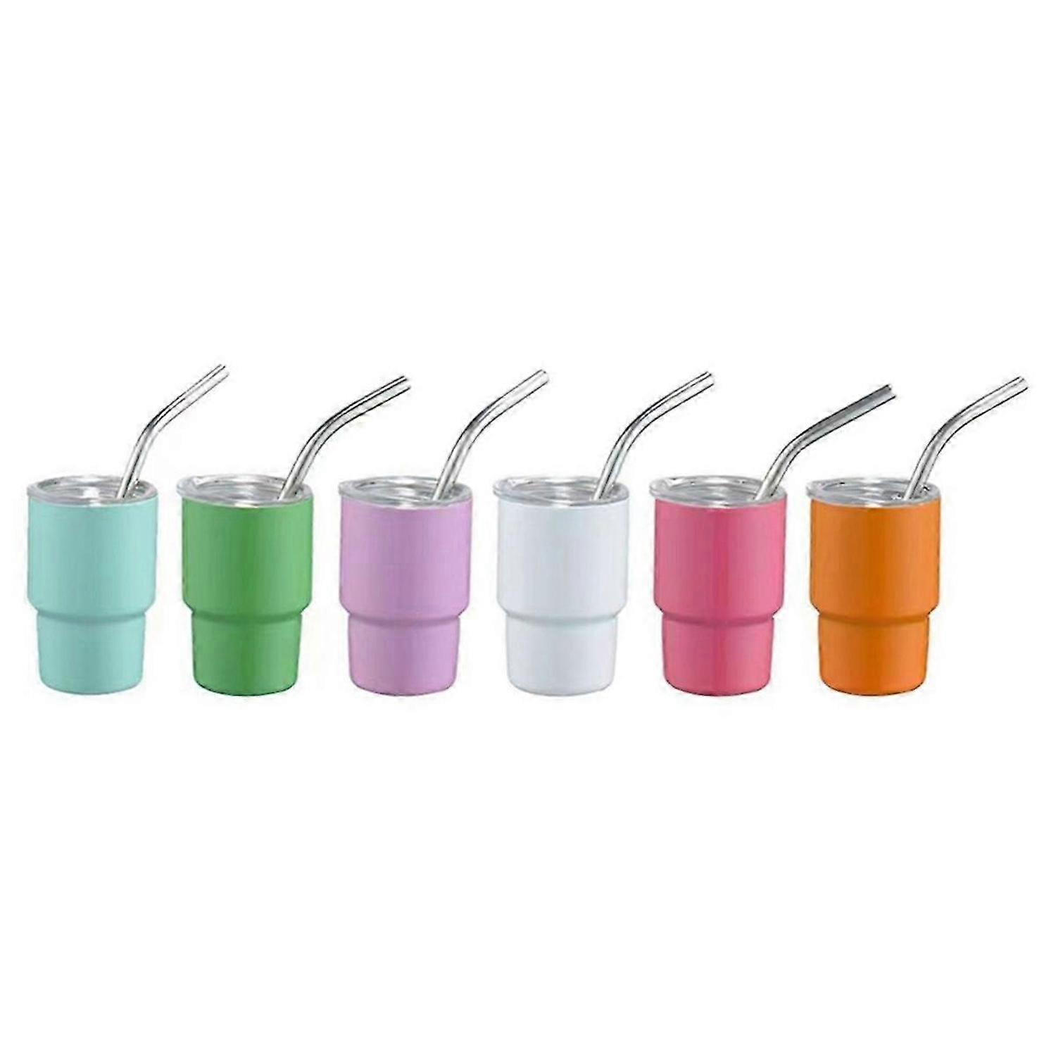 Mini Tumbler Shot Glass with Straw with Lids