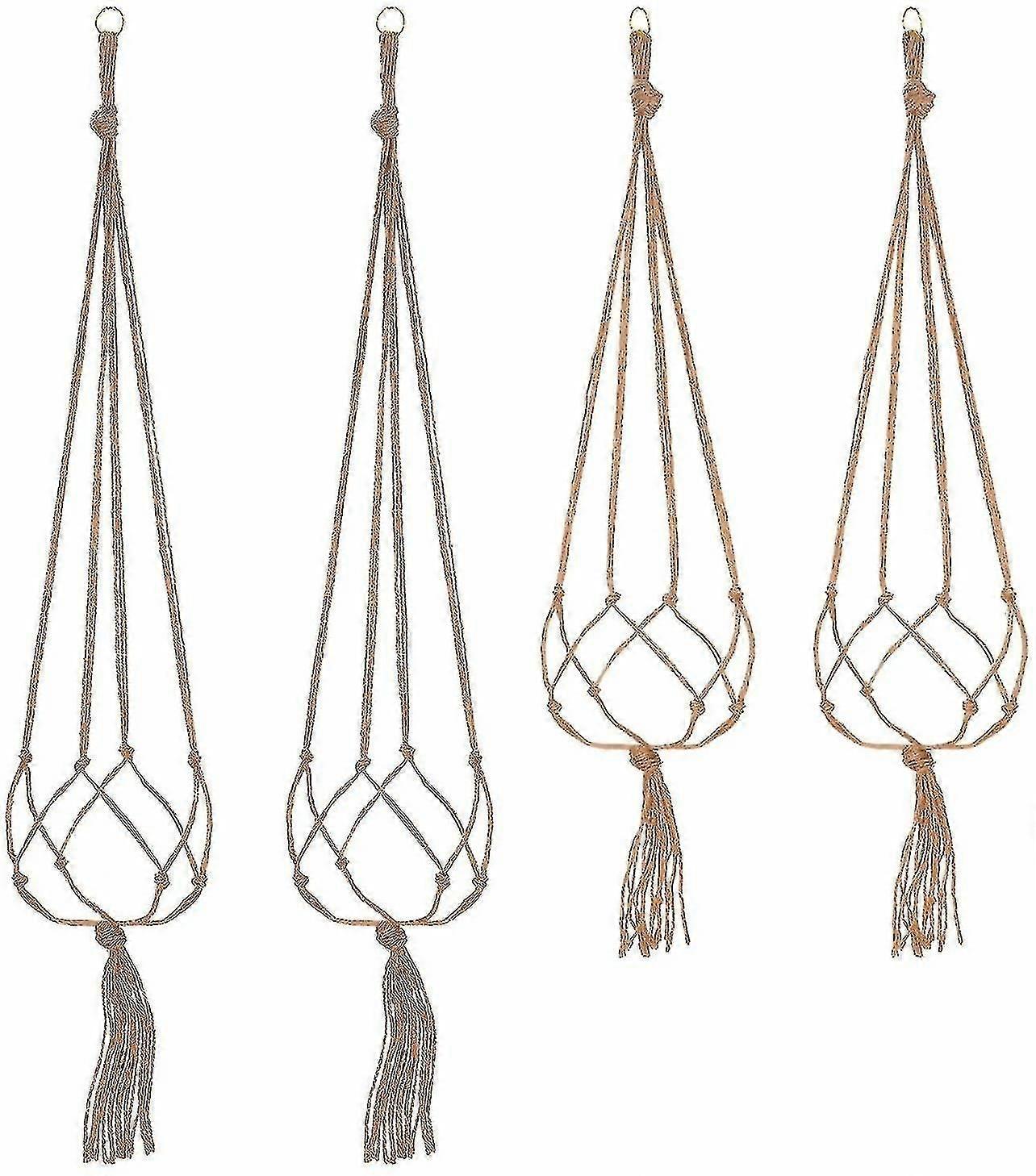 4pcs شنقا حبل Macrame النبات وعاء حامل شنقا مصنع شماعات حديقة الديكور-2pcs 105 سم و 2pcs 90 سم