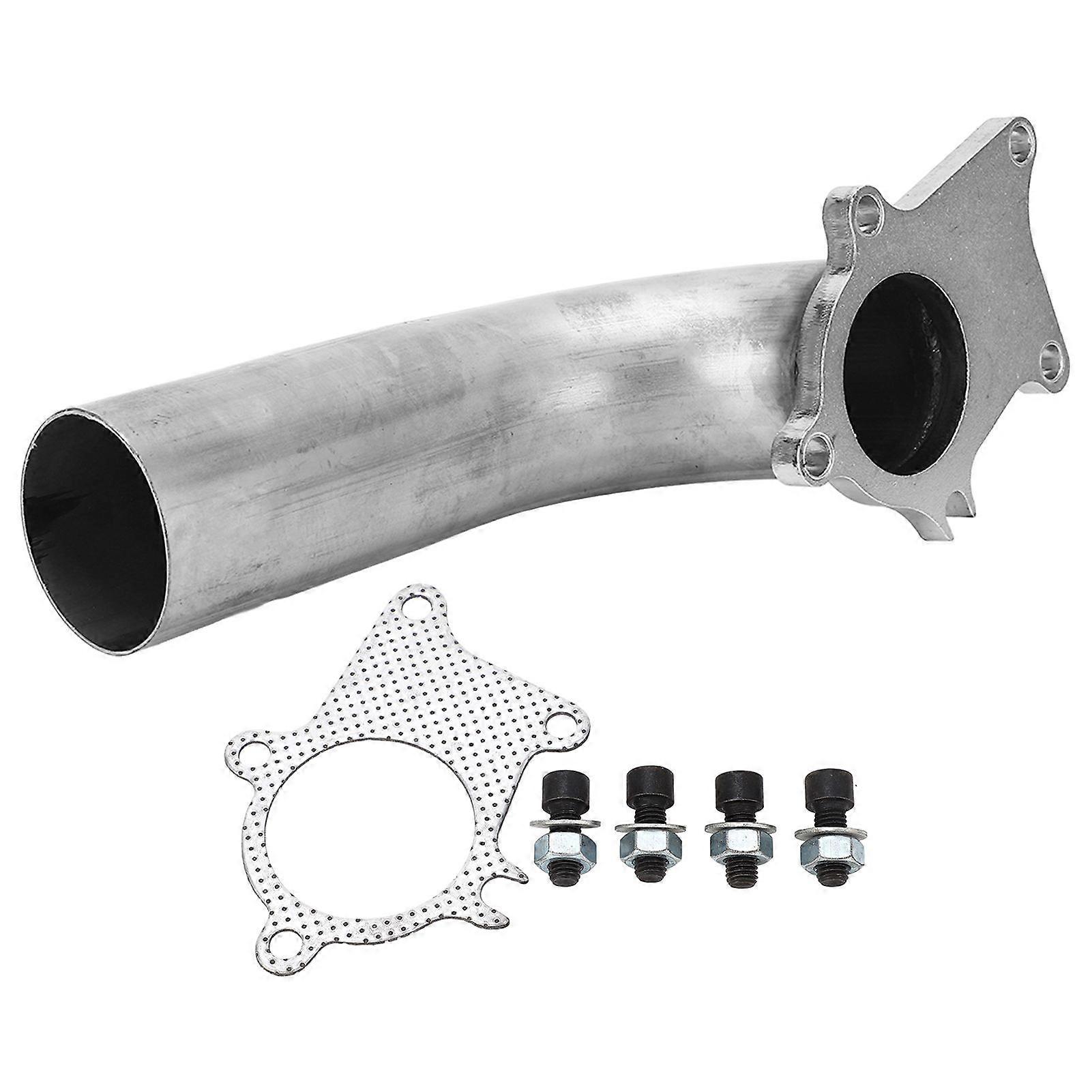 57mm Turbo Exhaust Downpipe Dump Pipe with Gasket 5 Bolt Flange Stainless Steel Turbo Dump Pipe Replacement for T3 T4 T04E