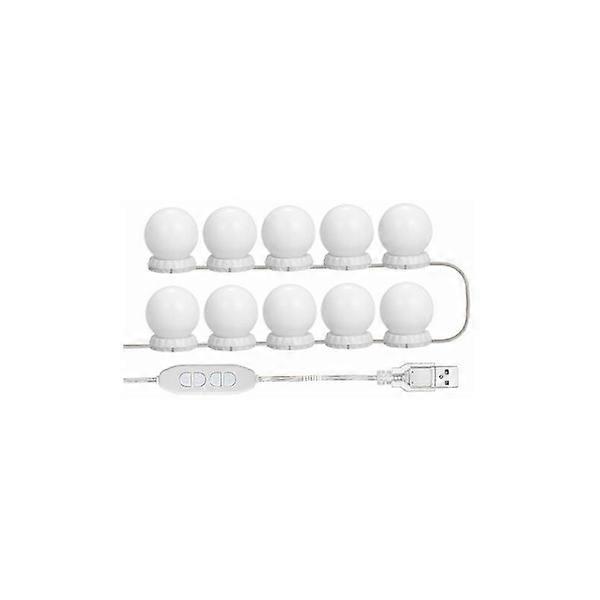 LED Mirror Lighting Kit for Vanity, 10 Adjustable Bulbs, 10 Brightness, 3 Lighting Modes, USB Type, White