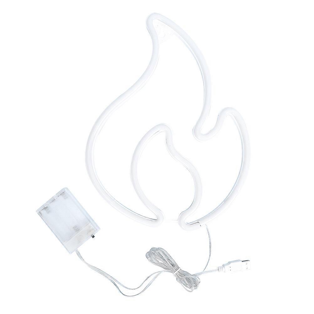 Neon Light LED Neon Lamp Flame Shape Hanging Bar Party Home Use Pink Plastic Decoration 1Set