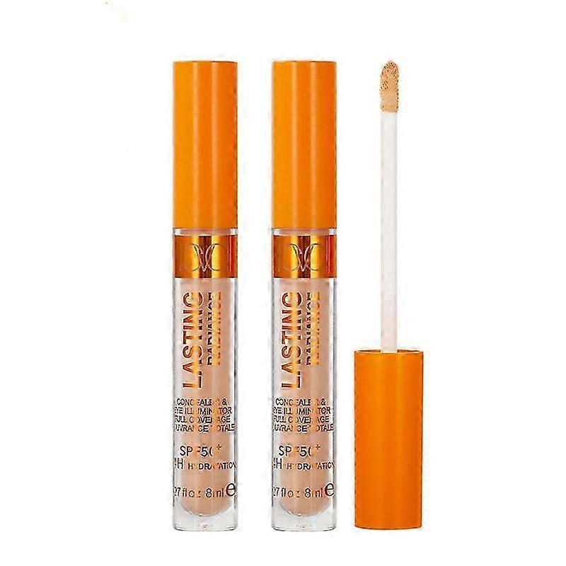Lasting Radiance Full Coverage Concealer and Eye Illuminator, SPF 50+, Soft Wake Up Concealer Upgrade, 2PCS Waterproof & Lightweight Concealer, 8ml