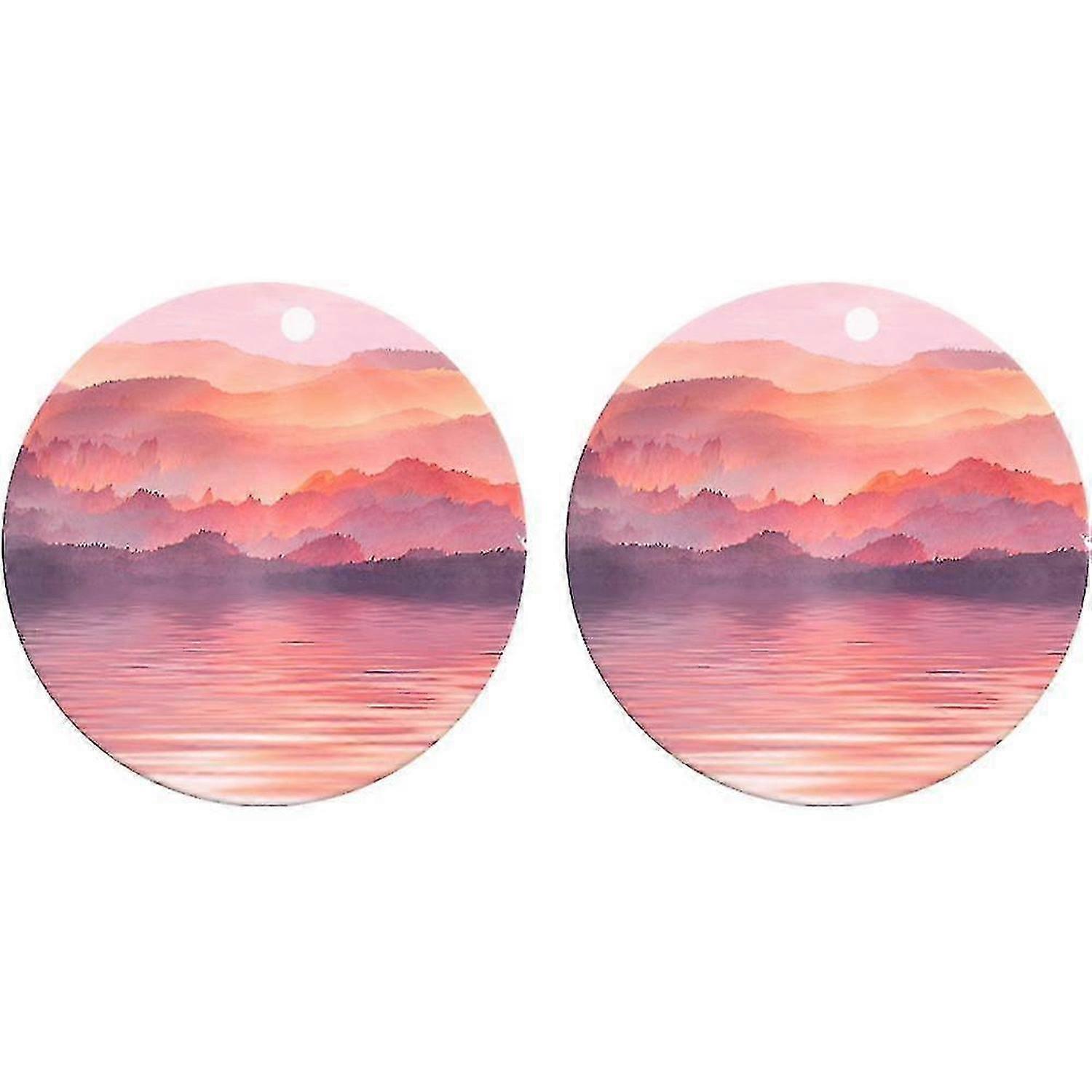 2pcs Coasters For Drinks Absorbent Ceramic Coasters With Cork Base
