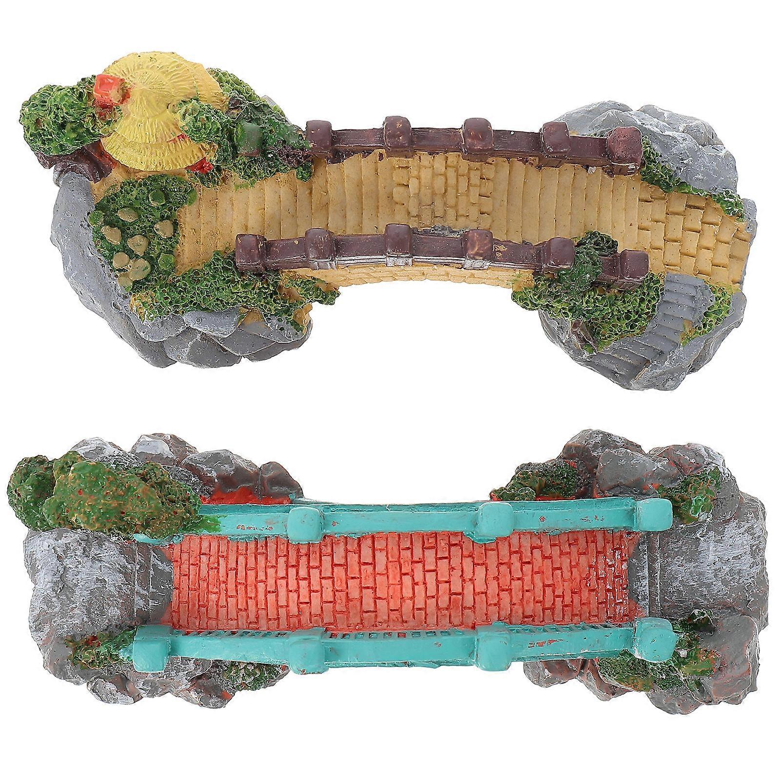 Micro Landscape Decor Aquarium Artificial Bridge Decor for 2Pcs Resin