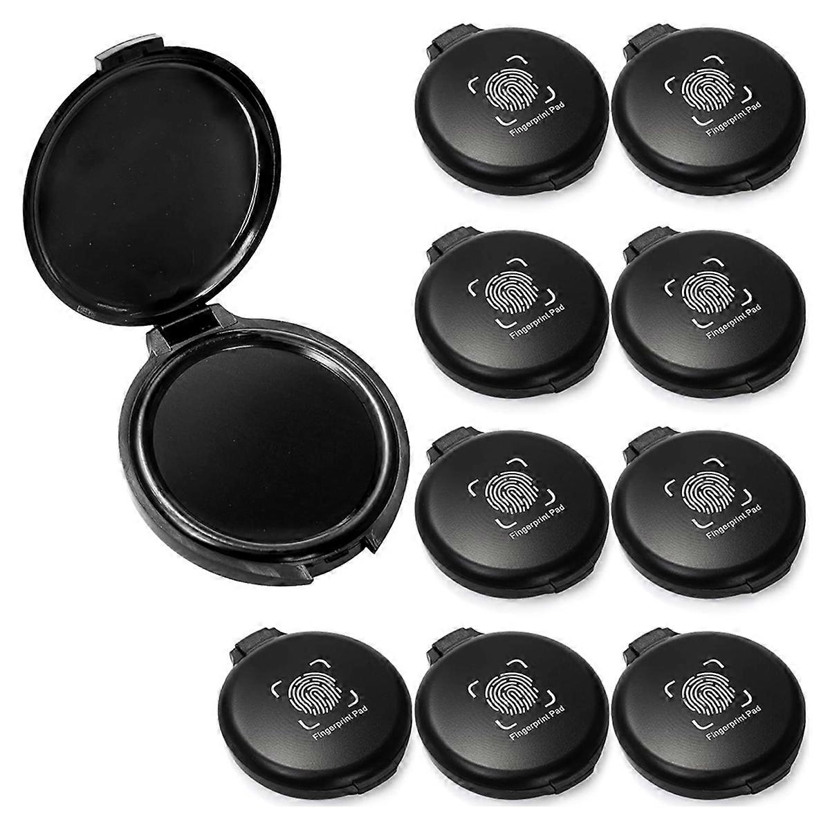 10 Pack Fingerprint Ink Pads, Mini Black Thumbprint Stamp Pad