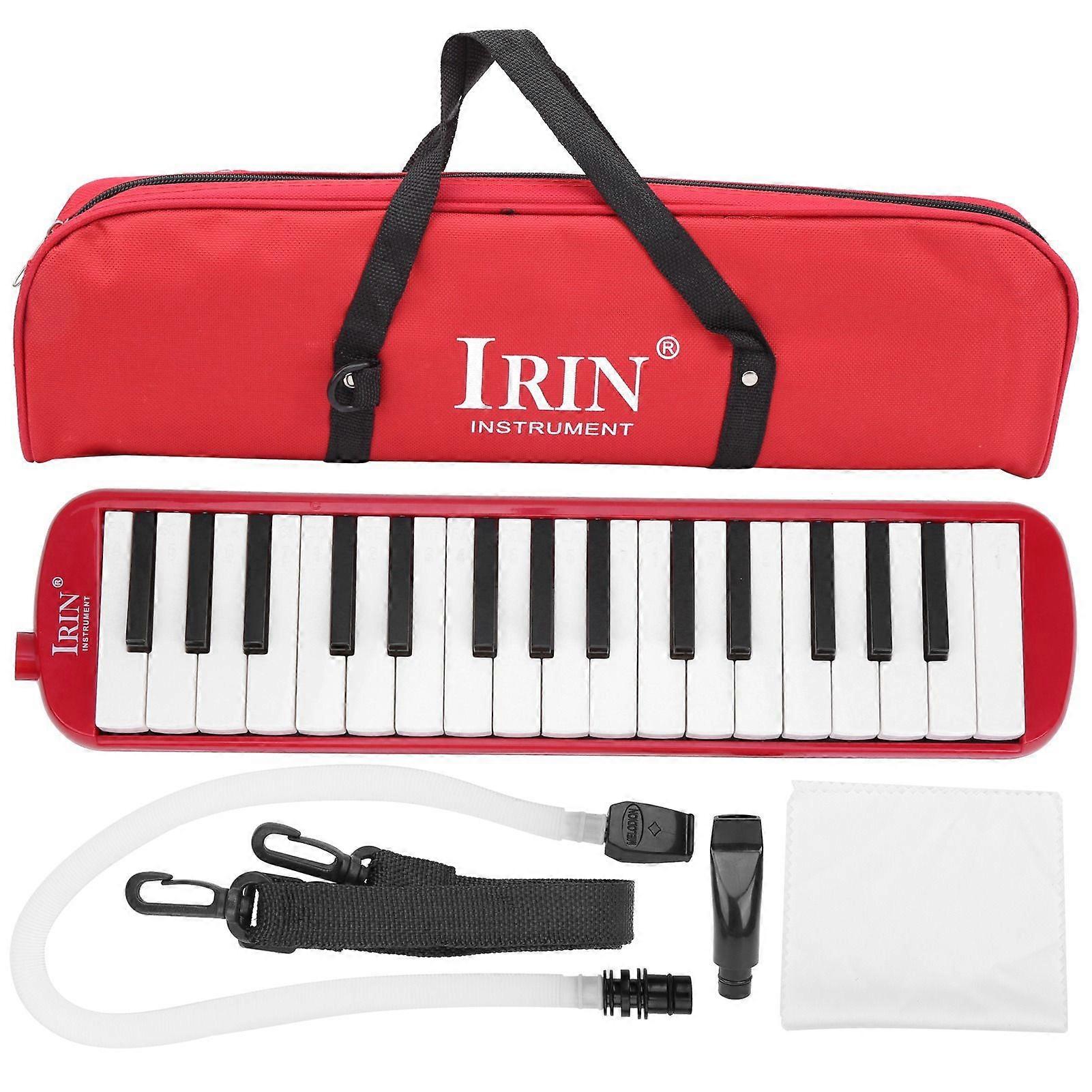 IRIN Melodica 32 Key Wind Musical Instrument Suitable for Beginner Practice Bag(Red )