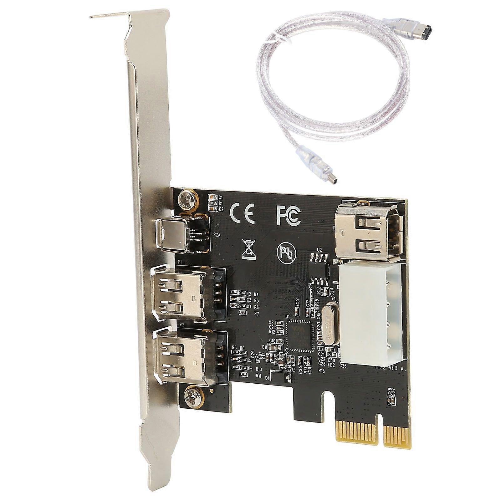 PCIE 1X to 1394A Card 4 Ports PCIE Firewire 1394A High Speed 2.5Gbps Bandwidth PCIe Firewire Card for Win PC Server