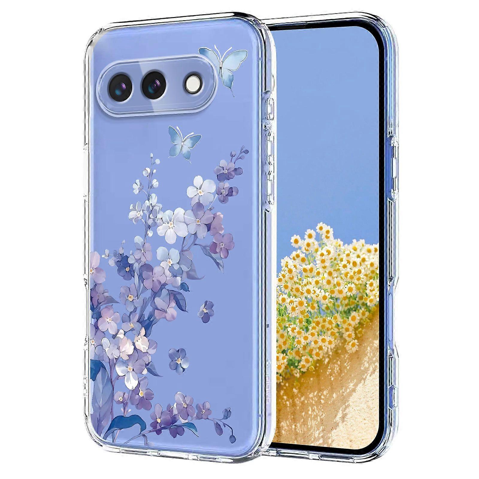 For Google Pixel 9a Case Butterfly Floral Pattern Printing TPU Phone Back Cover