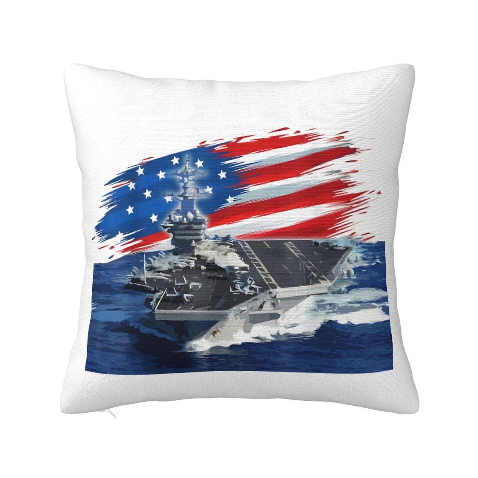 USS Midway CV 41 Super Soft Pillow Case Cover with Zipper for Bedroom, Sofa, Couch,Cozy Fuzzy Pillow Shams for All Seasons Square Pillow