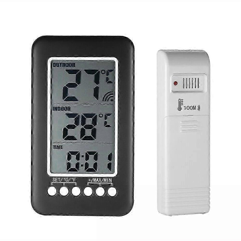 LCD Digital Wireless Indoor/Outdoor Thermometer Clock Temperature Meter