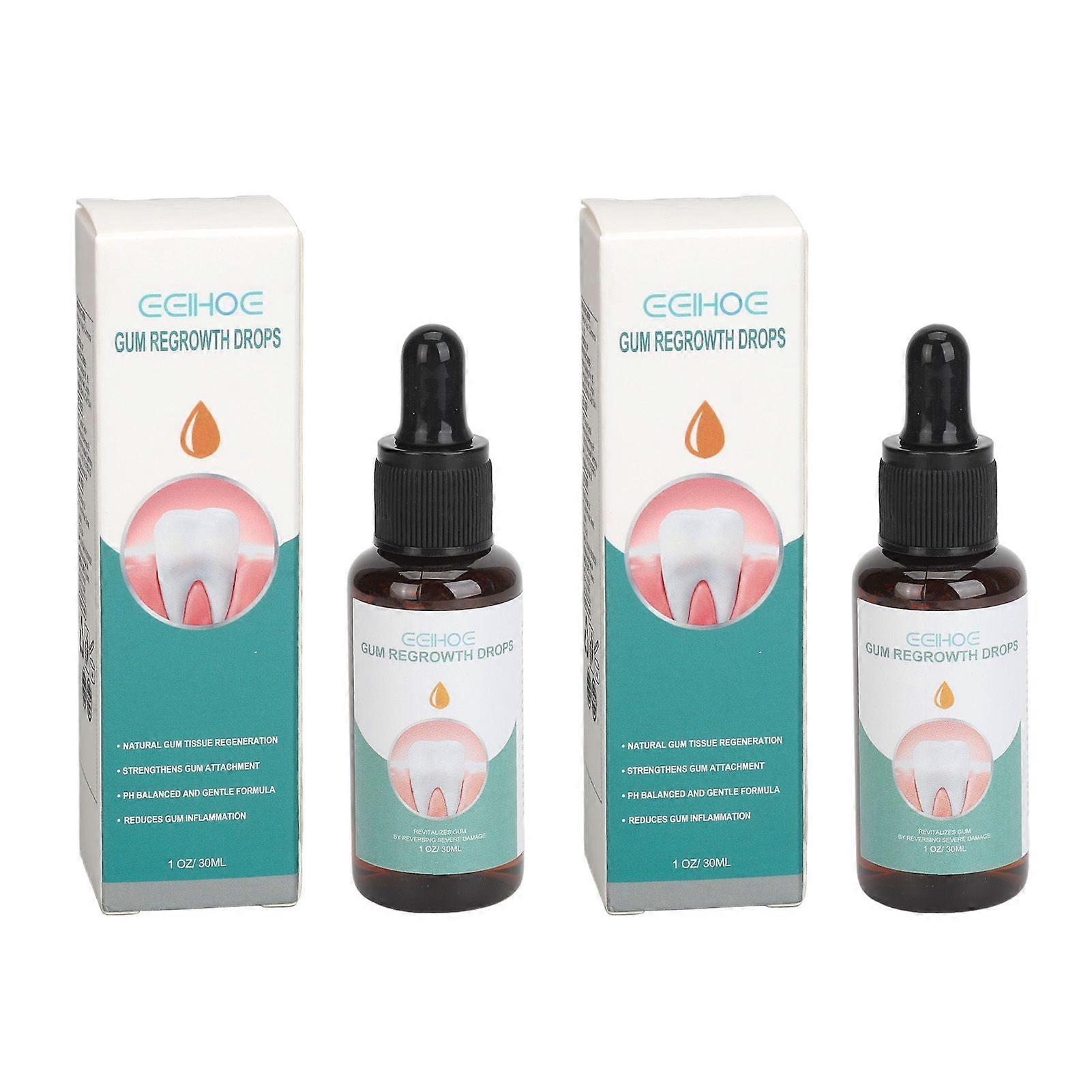 2pcs Gum Relief Drops Eliminate Bad Breath Reduce Swelling Oral Care Gum Regrowth Drops for Repair Receding Damage Gum 30ml