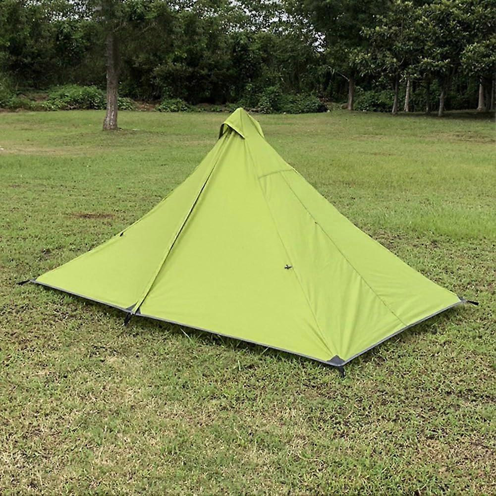 Ultralight Pyramid Camping Tent 12 Person Backpacking And Hiking Single Layer PU3000 TearResistant 210T Fabric Green