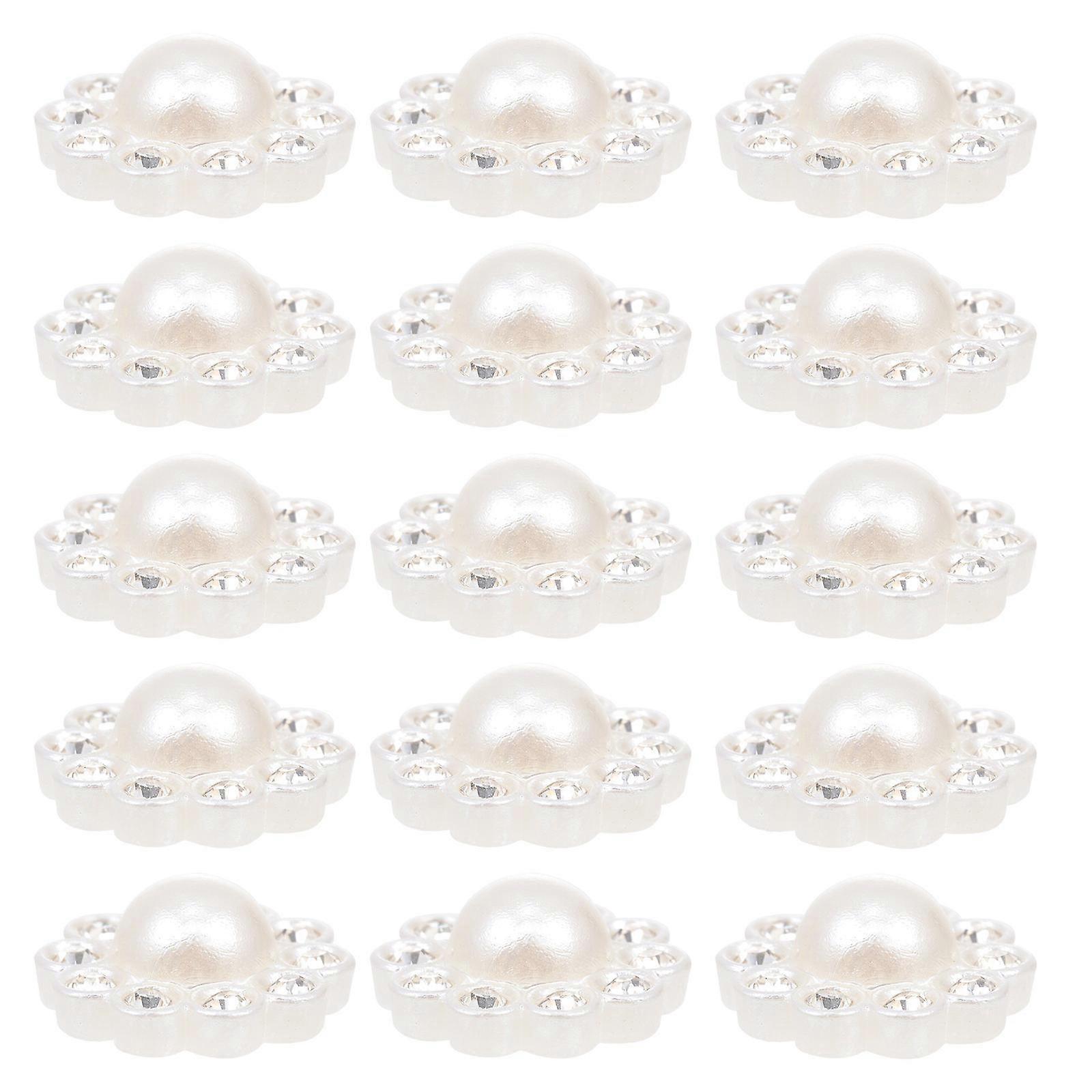 Creative Rhinestone Button Decorative Buttons for DIY 100Pcs White Resin