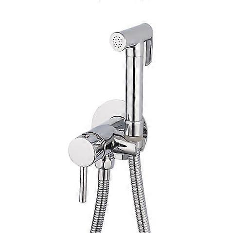 Handheld Bidet Sprayer Kit, Toilet Jet Wash Spray, Hot And Cold Water Mixer, SingleHandle, AllCopper Chrome, Round