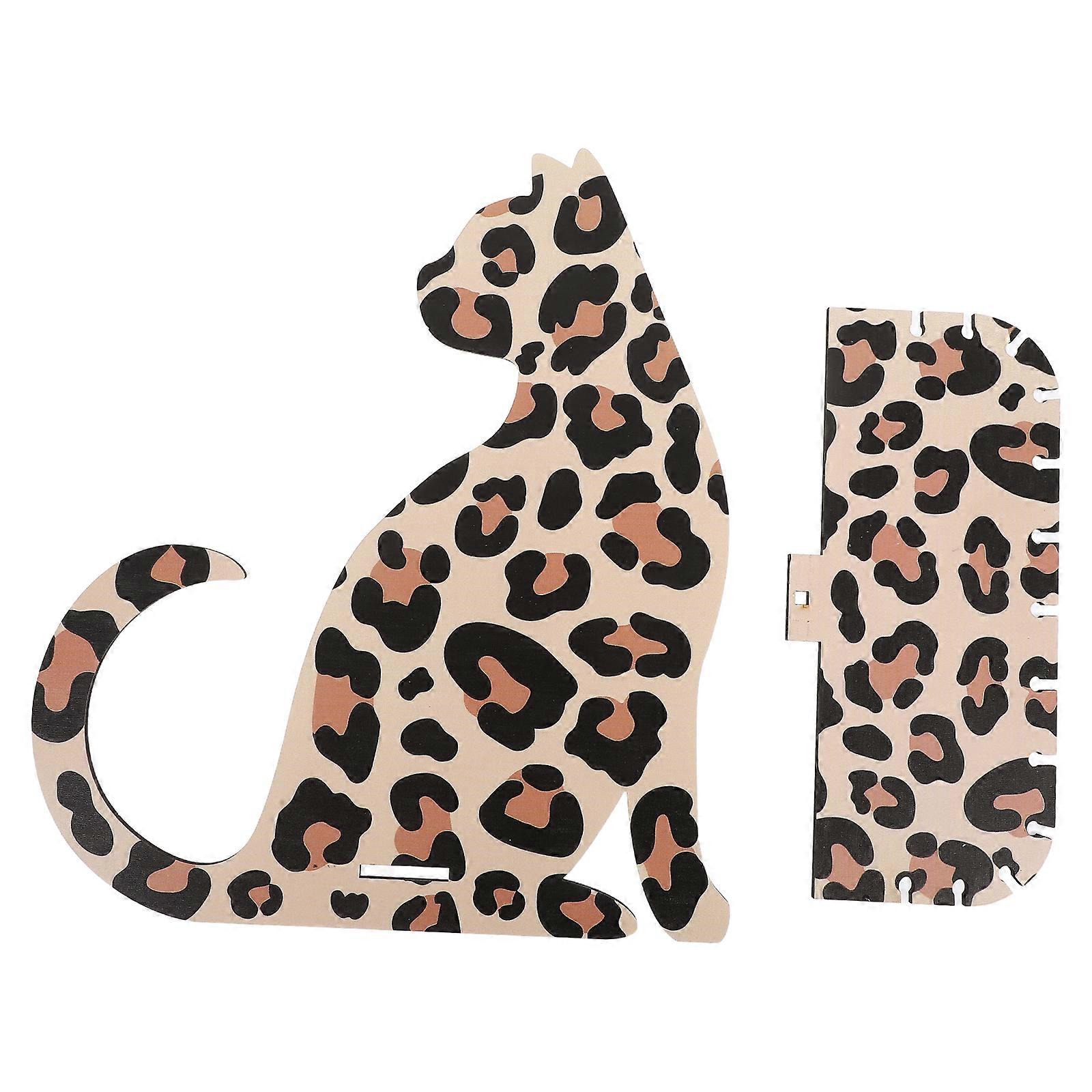 Unique Wall Shelf 3Pcs Leopard Print Cat Shaped Decorative Stand For Various Occasions Including Living Room Bedroom And Study