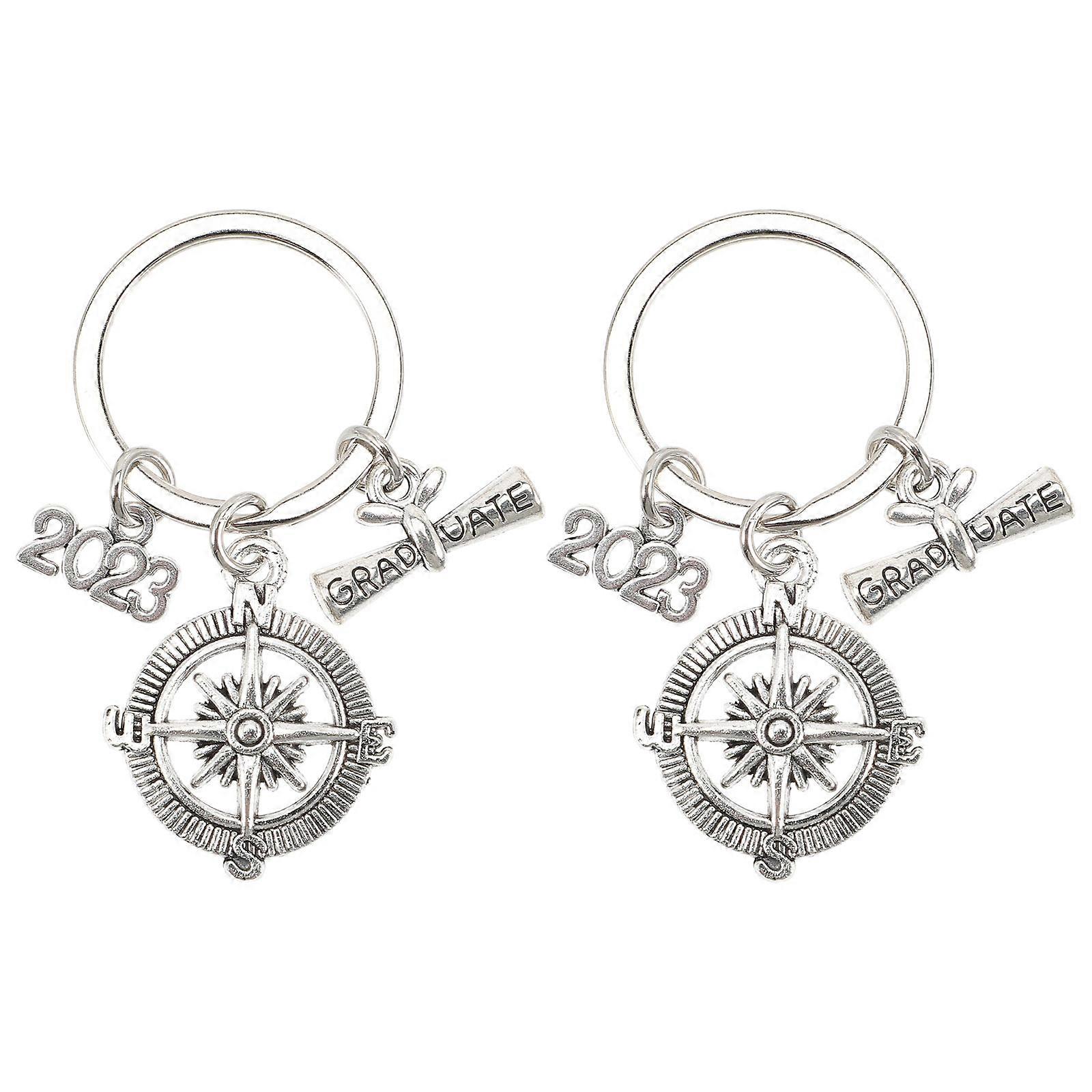 2023 Keychain Gift Zinc Alloy Rectangular Design For Students Graduation Season 5.6x2.8cm 8Pcs