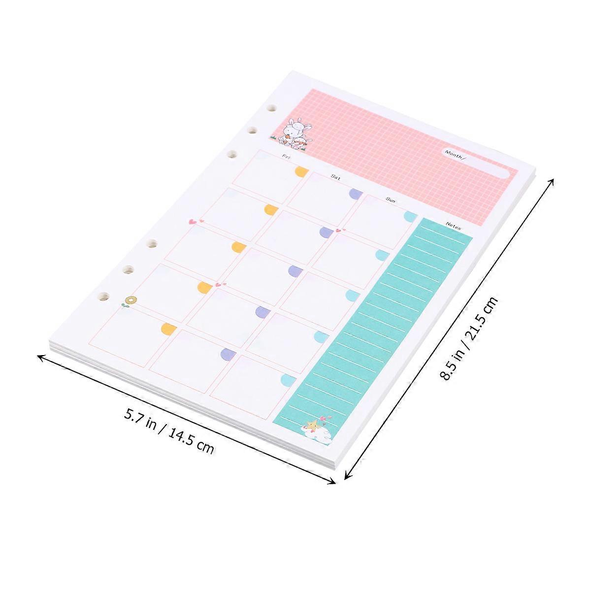 Planner Accessories Colorful A5 Size Paper Refills For Daily Use Spiral Notebook Writing 2Pcs