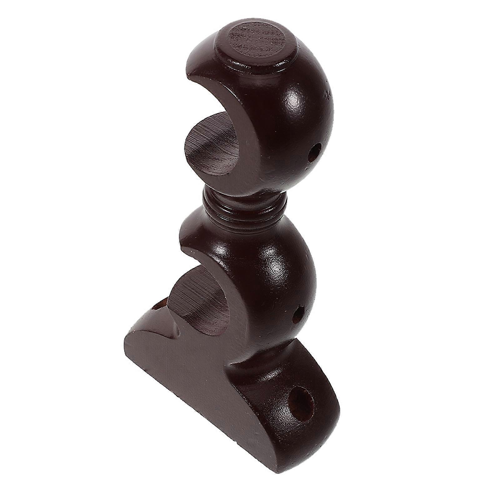 Rectangular Wood Curtain Rod Bracket Mounting Support for Window Treatment Dark Red 4Pcs