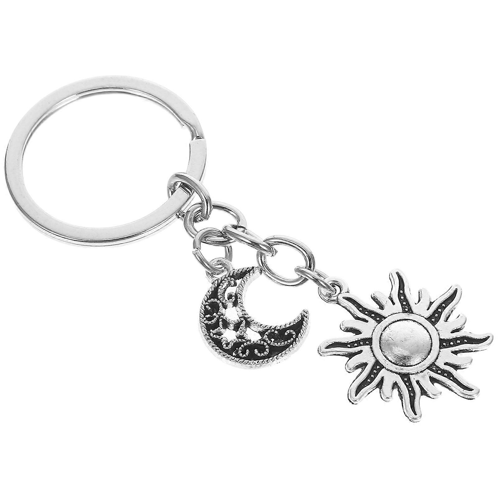Moon and Sun Keyring Metal for Decoration 3Pcs Elegant Keychain Gift Set