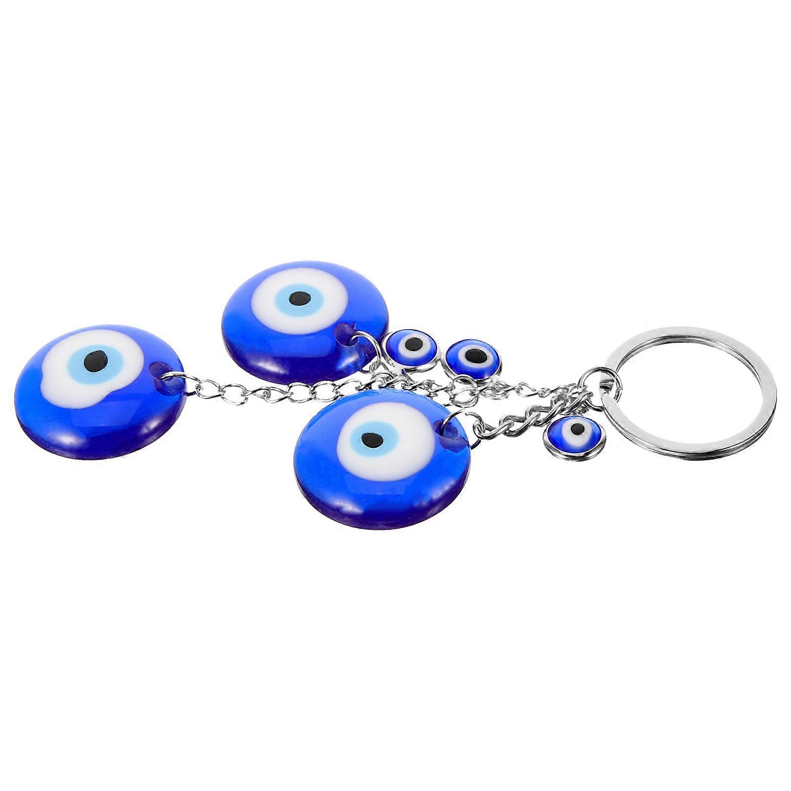 Blue Evil Eye Keychain for Keys 3Pcs Bag Key Ring Beaded Key Holder