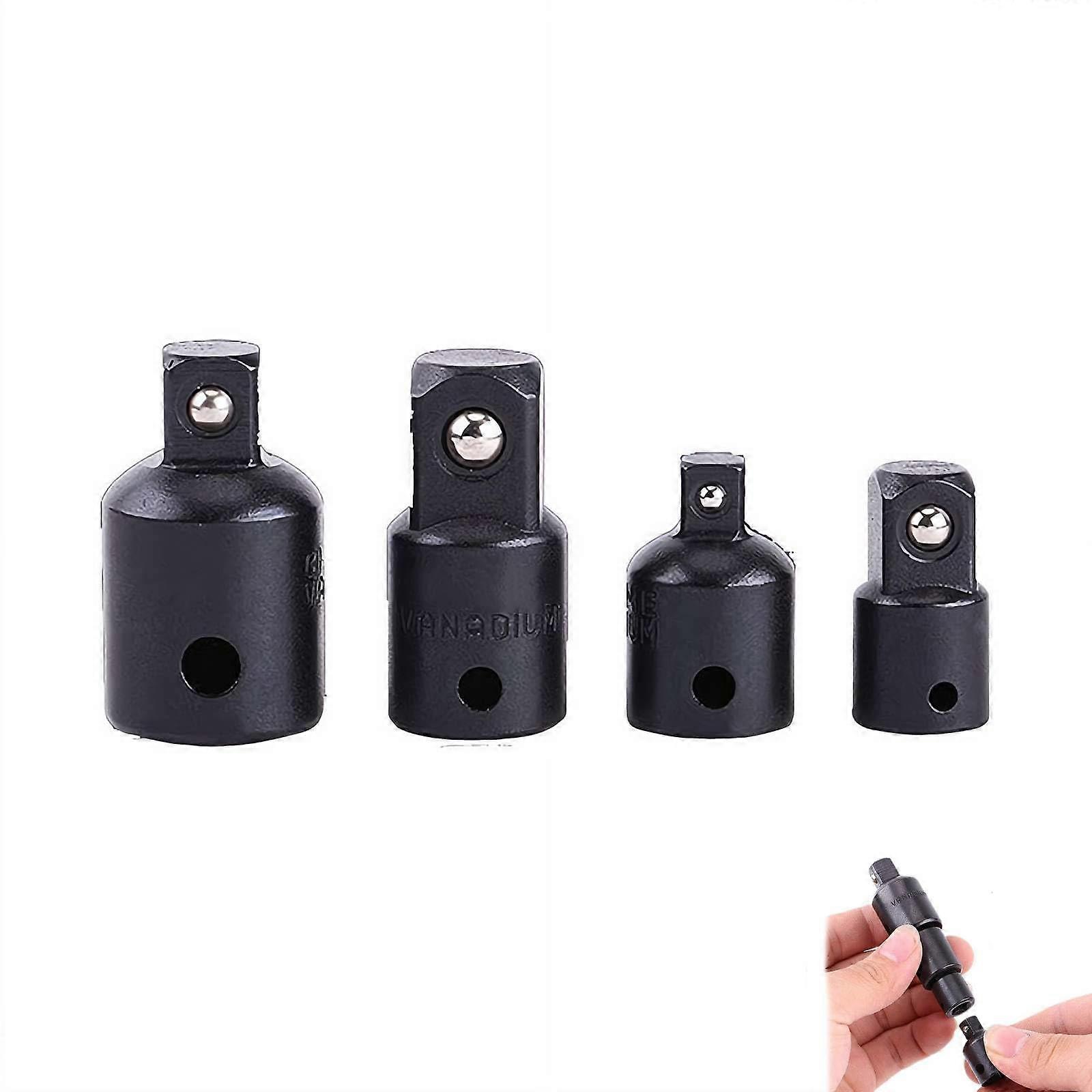 4 PCS Socket Adapter Set 1/4 3/8 1/2 Chrome Vanadium Steel Black For Impact Wrench And Driver Conversions Automotive