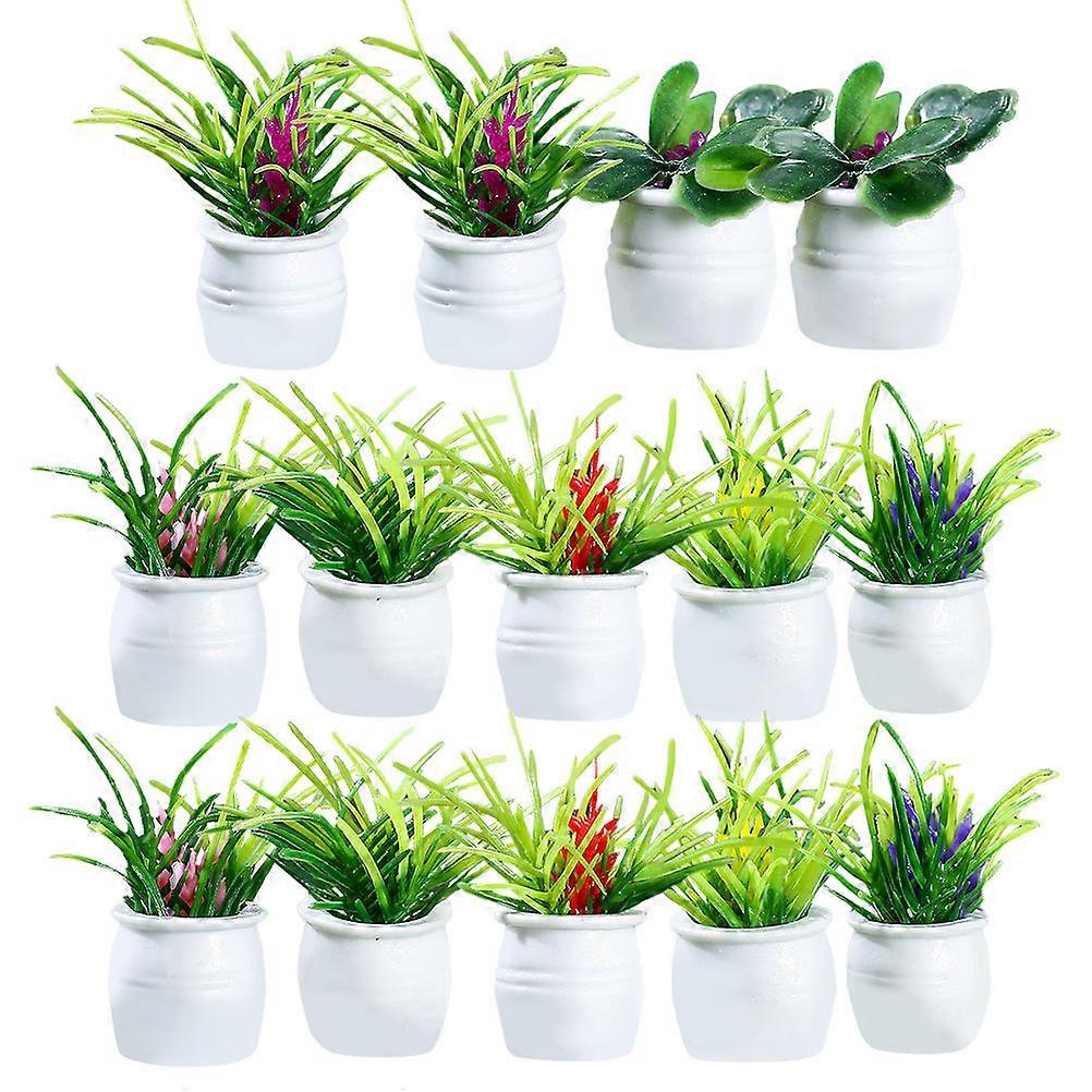 Resin Miniature Potted Plants 14Pcs Green Tiny House Decor Versatile Placement