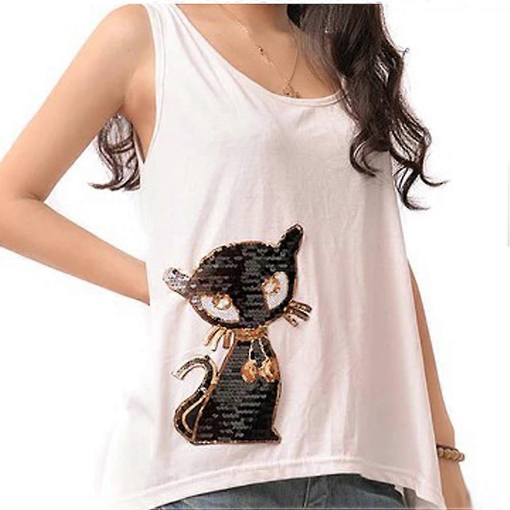 Shining Design Cat Shape Patch For Kids Clothing Handmade Accessory 2Pcs