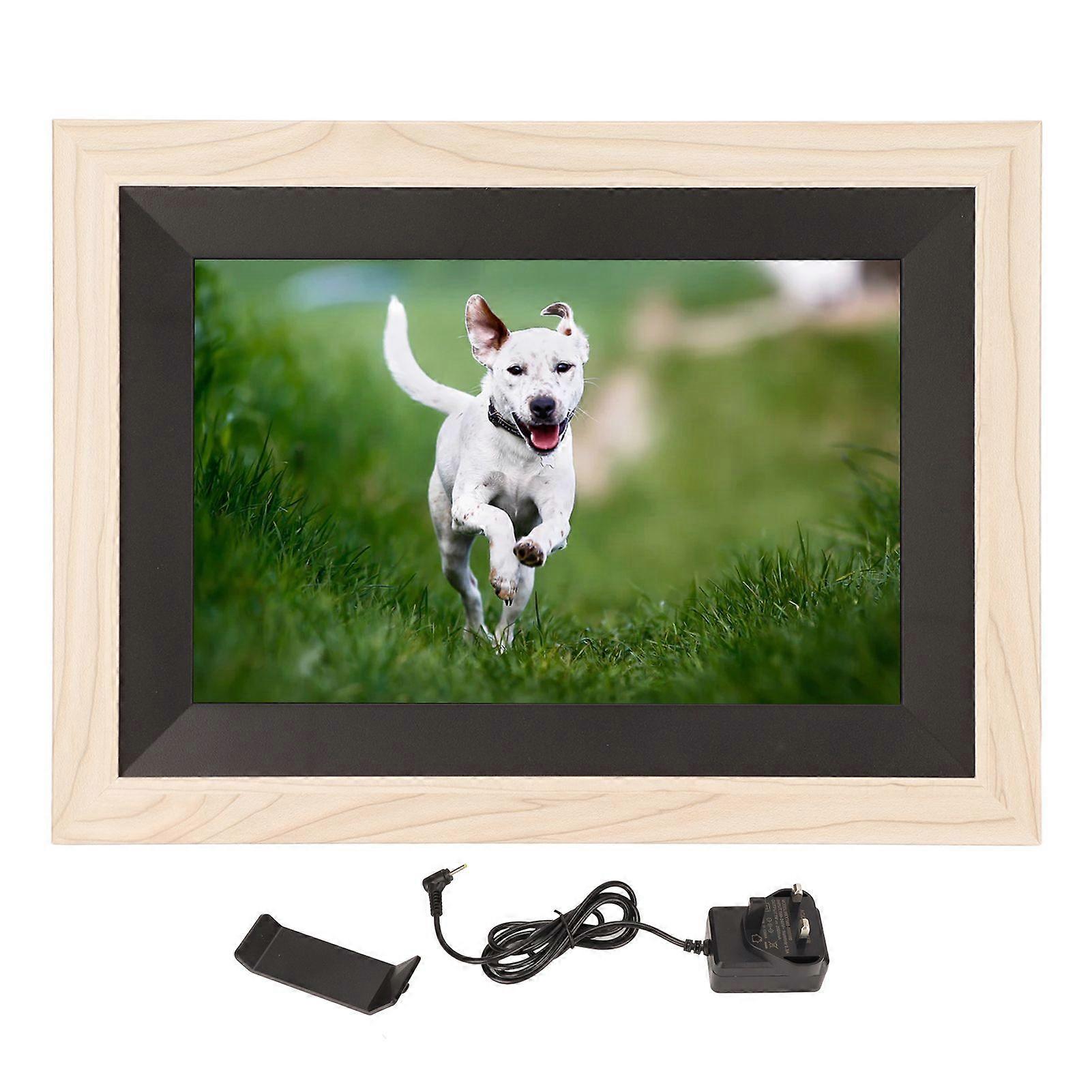 10.1 Inch Digital Photo Frame 1280x800 IPS Touch Display Screen WiFi Electronic Picture Frame with Wood Frame 100240V UK Plug
