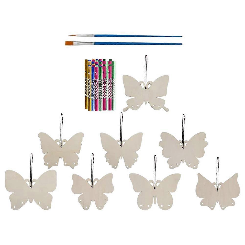 Unfinished Wood Craft Wind Chime Butterfly Decorative Accessory Khaki for 1 Set