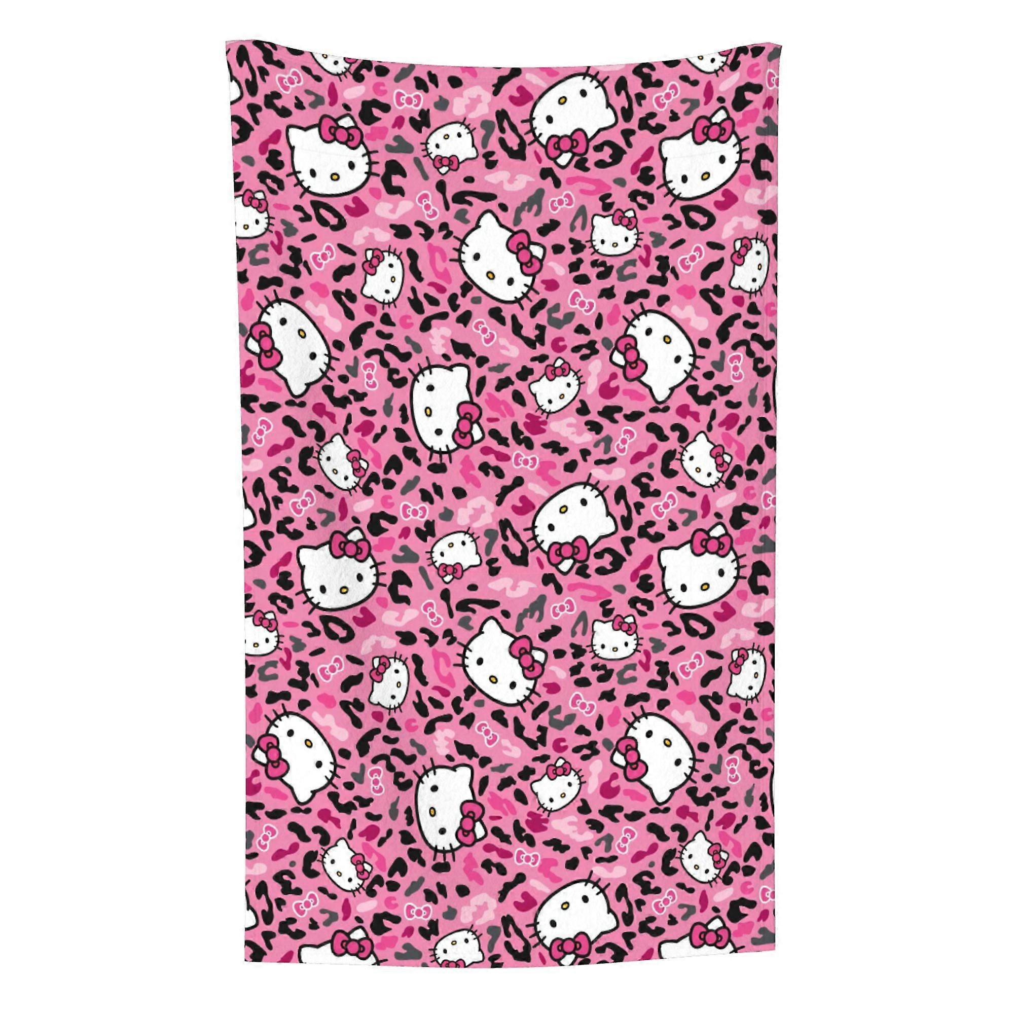 Hello Kitty Pattern Lightweight Soft Flannel Blanket Suitable for Cat Lovers Sofa Living Room Comfortable Plush Blanket 32x48in (Vertical)
