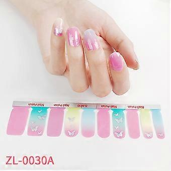 20 Nagellackfolie Nagelsticker Regenbogen Nagelsticker 3D wasserdicht Schmetterling Bogen Nagelsticker ZL-0030A Bare Chip + Nagelfeile
