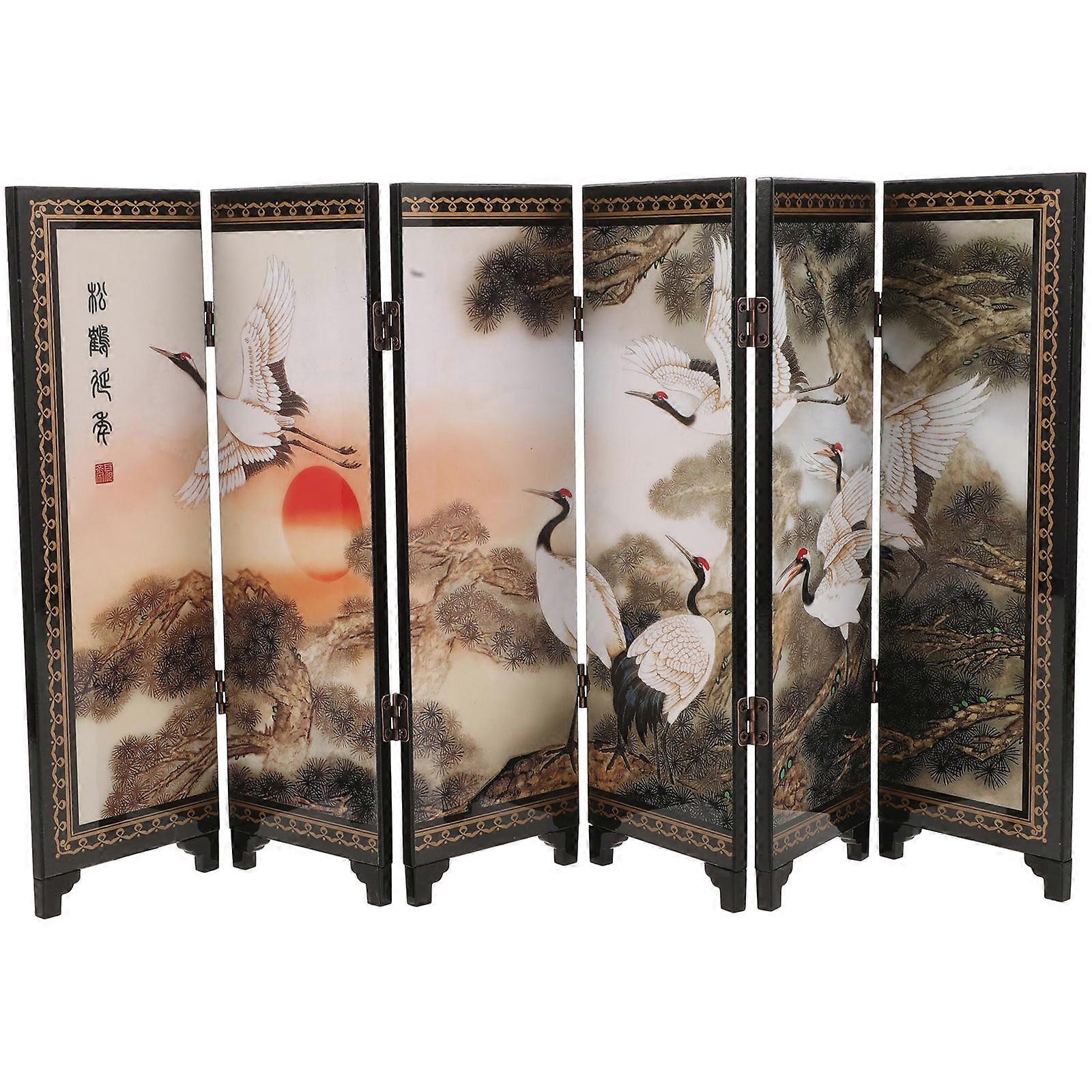 Rektangulär vikbar skärm i trä, vintagestil, lämplig för vardagsrum, 1 st