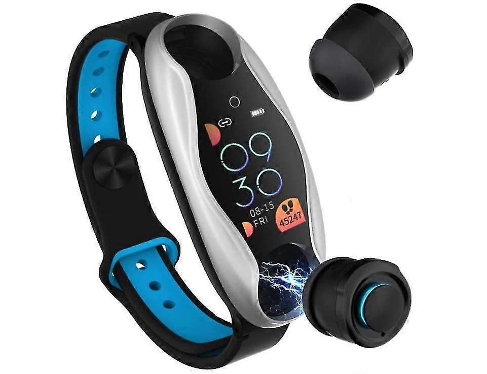 Smart watch with bluetooth headset, fitness tracker heart rate detection for outdoor sports, workblue
