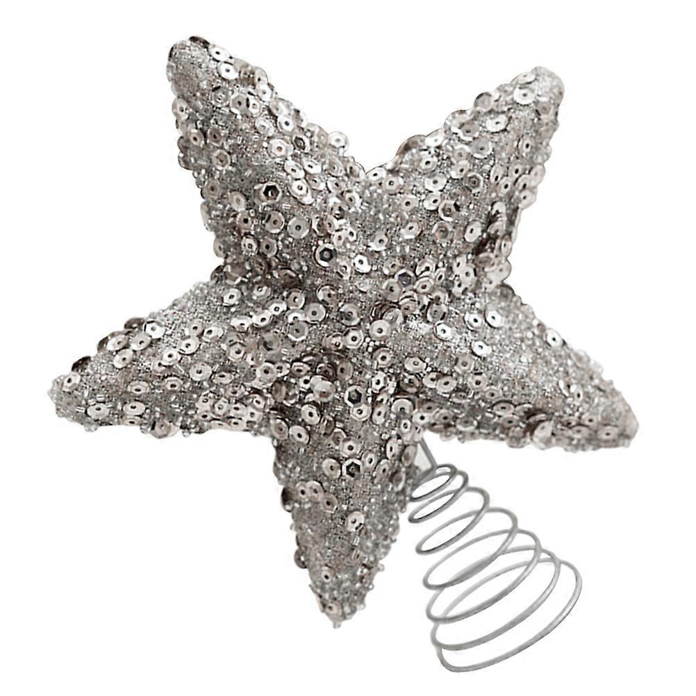 Silver Star Topper Christmas Tree Topper for Decoration 2Pcs Glittered