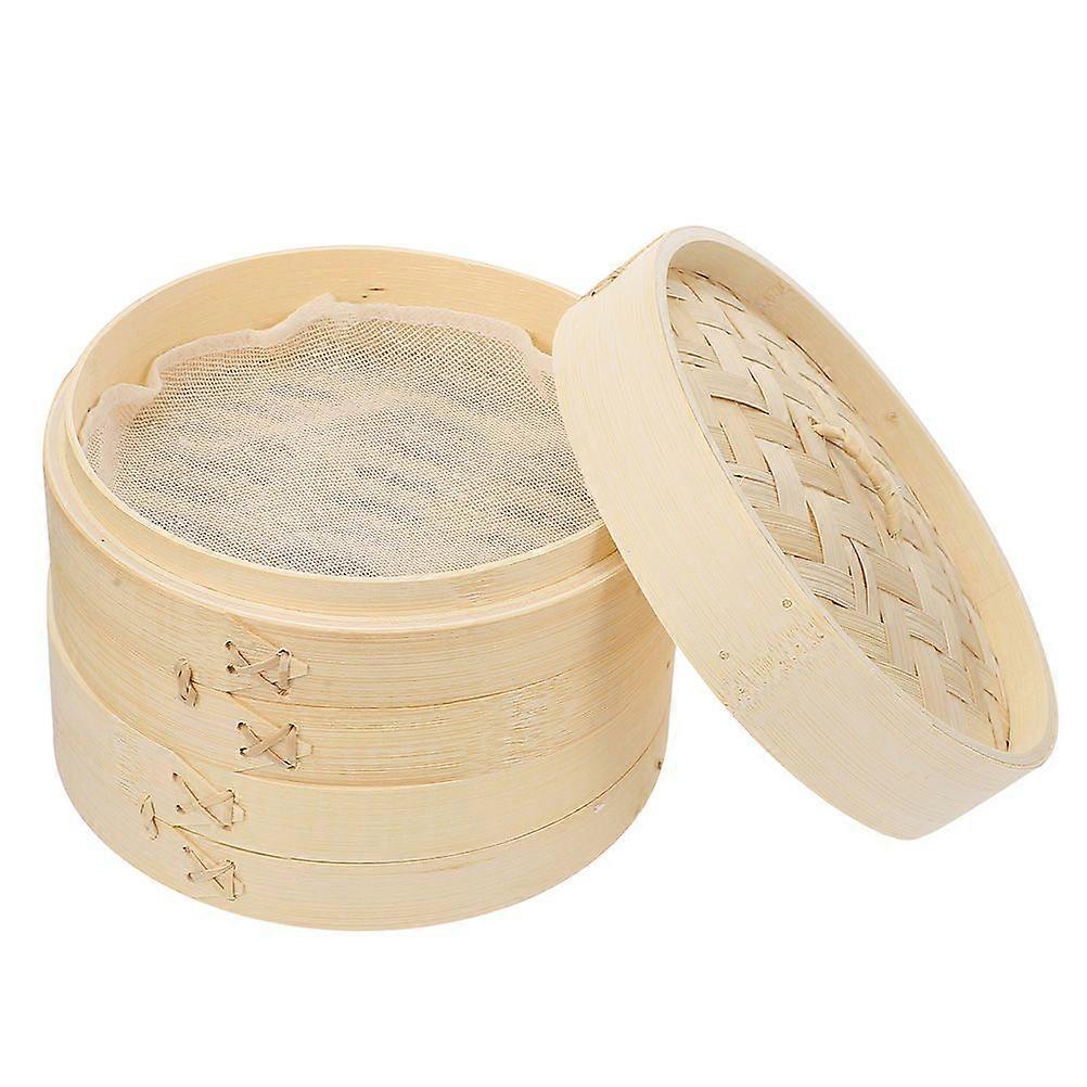 1 Set 3pcs Bambusdampfer Gedämpfte Brötchen Dampfgarer für zu Hause (sortierte Farbe)