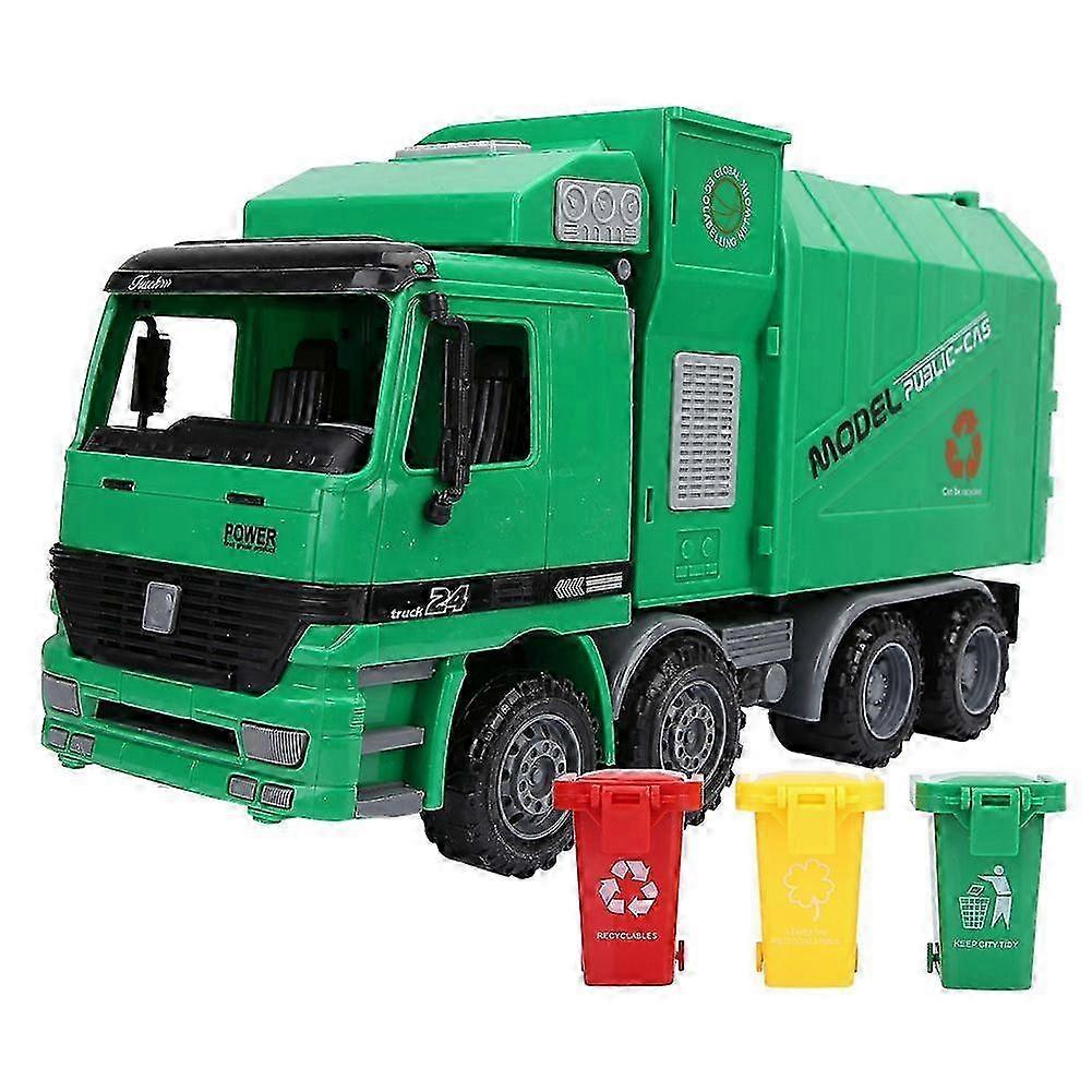 Children Simulation Inertia Garbage Truck Sanitation Car Model Toys With Three Trash