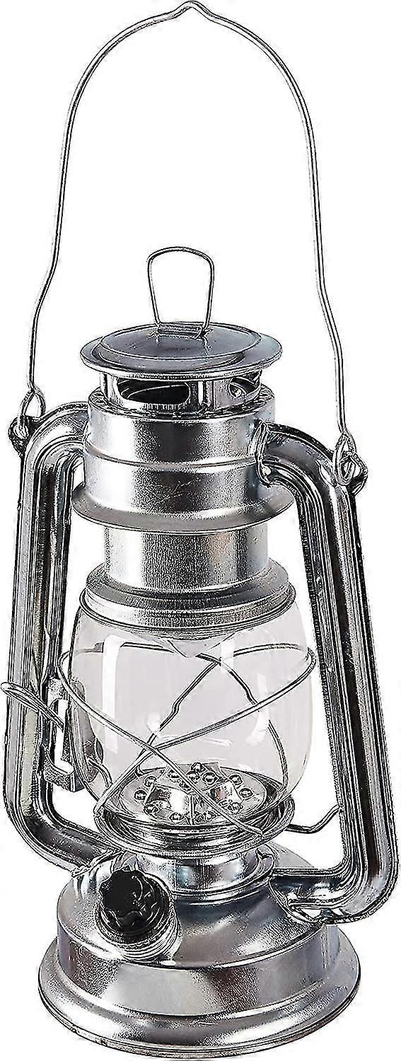 15-led Hurricane Lamp, Camping Battery Lantern, Lightweight, Portable, Dimmer Function, Battery Included, Silver