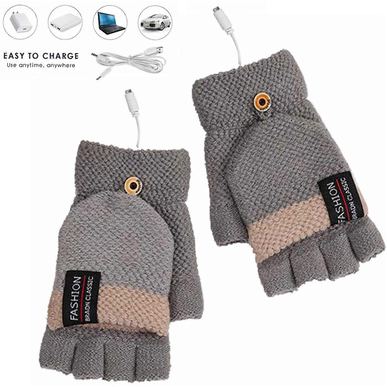 Usb Half Finger Mittens Durable Easy Usb Charging Gloves For Office Worker Bank Workers
