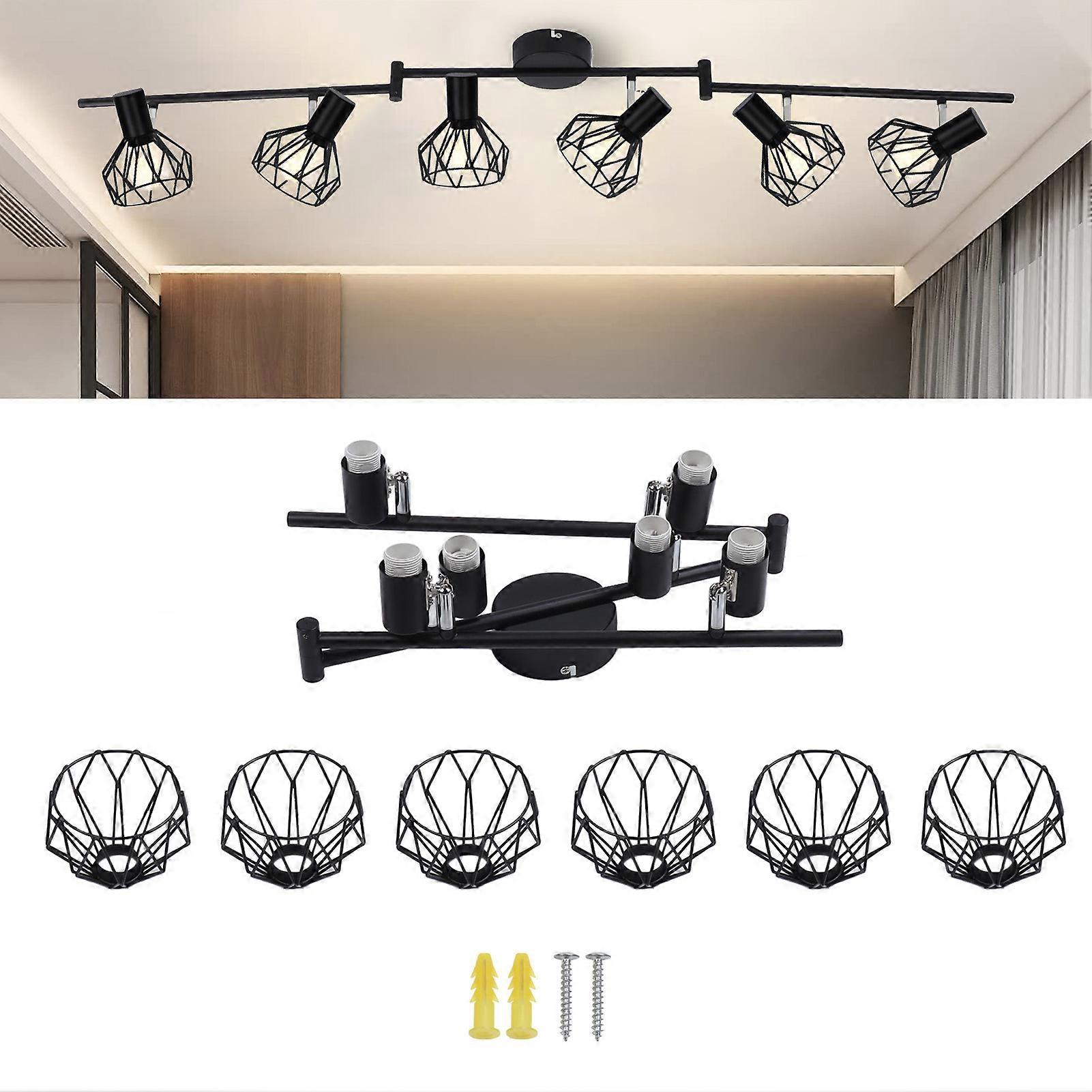 6-pään pyörivä lampun pohjapidike taitettava musta 85-265V ratapampun pidike E14-kantapolttimoille 