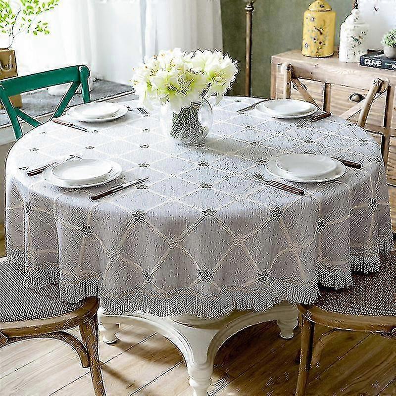 American Round Table Tablecloth 2 M Cotton Linen Dining Table Fabric Household Round Decorative Tablecloth