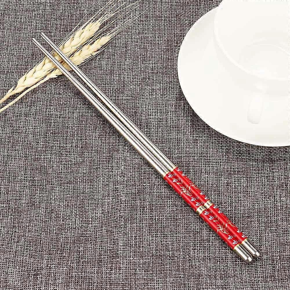 1Pair Length Pattern Stainless Steel Chopsticks Pair New