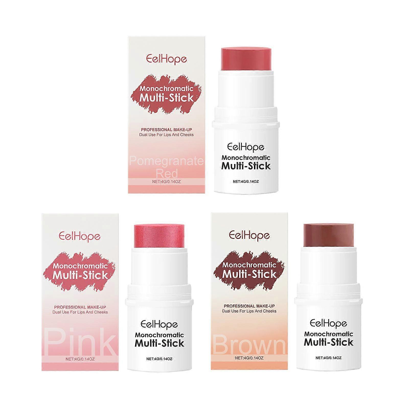 Eelhope Three-In-One Makeup Stick Brightens, Brightens Color, Is Multi-Color And Long-Lasting Without Fading, Moisturizes And Nourishes Blush And Eyes