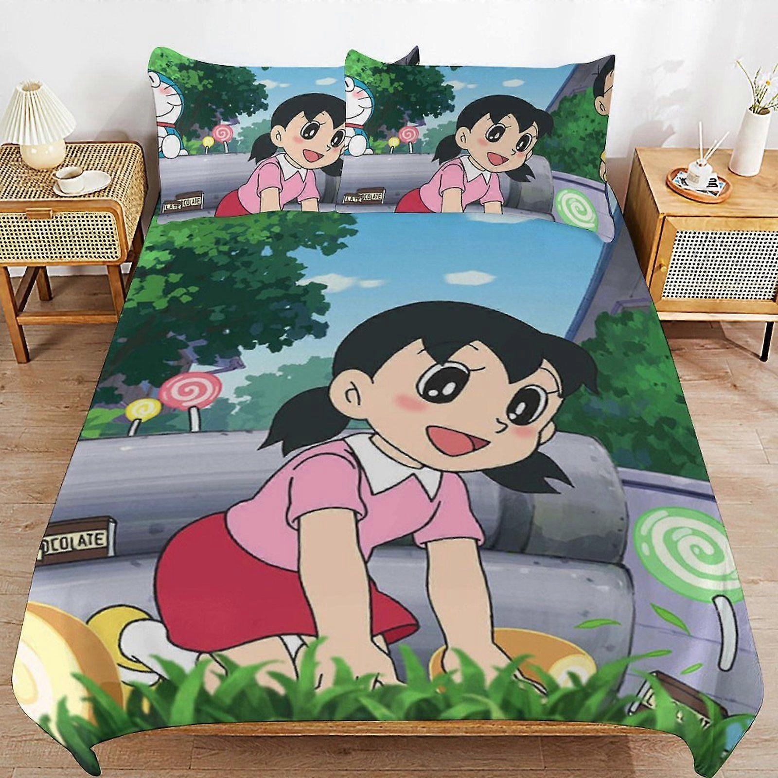 q139 Doraemon Future Adventures Luxurious Soft Feel Durable Weave Structure for Cozy Sleep Duvet Cover Sets with Zipper Access d139