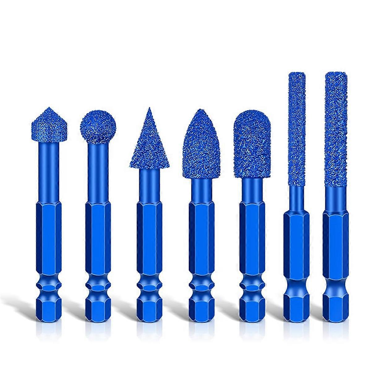 7Pcs Diamond Grinding Burr Drill Bits Set for Precision Engraving and Polishing